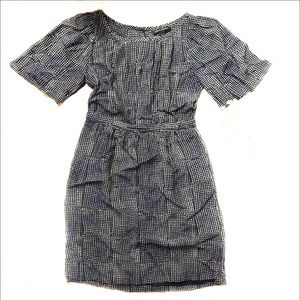 Banana Republic Silk Blue & Grey Geo Print Dress